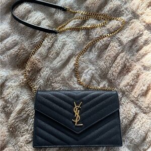AUTH YSL WOC crossbody envelope bag BLK